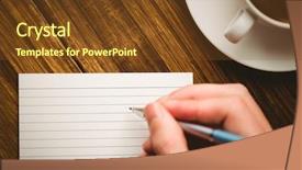  Presentation with writing - Colorful slide set enhanced with hand-writing-on-the-flashcard backdrop and a tawny brown colored foreground