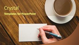  Presentation with writing - PPT layouts having hand-writing-on-the-flashcard background and a tawny brown colored foreground