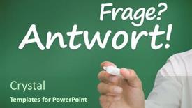  Presentation with questions answers - PPT theme with hand writing questions and answers in german with a marker on green background background and a ocean colored foreground