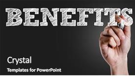  Presentation with benefit - Cool new slide set with hand writing the text benefits backdrop and a dark gray colored foreground