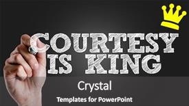  Presentation with king - Beautiful PPT layouts featuring hand writing the text courtesy backdrop and a dark gray colored foreground