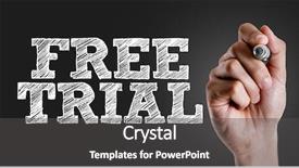  Presentation with free trial - Slides featuring hand writing the text free background and a dark gray colored foreground