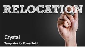  Presentation with writing the text human rights - PPT layouts consisting of hand writing the text relocation background and a dark gray colored foreground