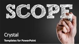  Presentation with scope - Cool new slide deck with hand writing the text scope backdrop and a dark gray colored foreground