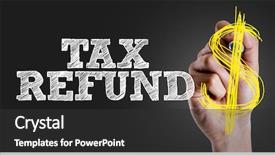  Presentation with tax refund - Presentation with hand writing the text tax background and a dark gray colored foreground