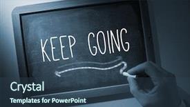  Presentation with black hand - PPT theme featuring hand writing the word keep going on black chalkboard background and a ocean colored foreground