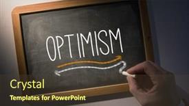  Presentation with black hand - Audience pleasing presentation theme consisting of hand-writing-the-word-optimism backdrop and a tawny brown colored foreground