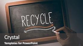  Presentation with recycle - Beautiful PPT theme featuring hand writing the word recycle on black chalkboard backdrop and a dark gray colored foreground
