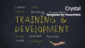  Presentation with talent development - Slides featuring hand writing training and development background and a dark gray colored foreground