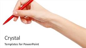  Presentation with writing education female writer - Theme consisting of hand writing with a red background and a white colored foreground