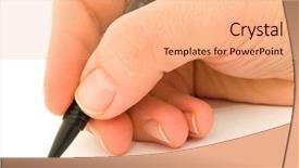  Presentation with black hand - Presentation theme having hand writing with black mechanical background and a coral colored foreground