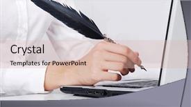  Presentation with feather pen ink - Presentation theme enhanced with hand writing with feather background and a lemonade colored foreground