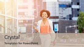  Presentation with african american in business - PPT layouts featuring building handbag - business and people concept background and a mint green colored foreground