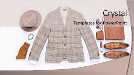  Presentation with accessories - Beautiful PPT theme featuring designer handbag - fashionable concept set of men's backdrop and a lemonade colored foreground