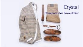  Presentation with accessories - Audience pleasing PPT layouts consisting of designer handbag - fashionable concept set of men's backdrop and a sky blue colored foreground