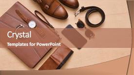  Presentation with fashion handbag - Slide deck consisting of designer handbag - men's casual outfit men's fashion background and a coral colored foreground