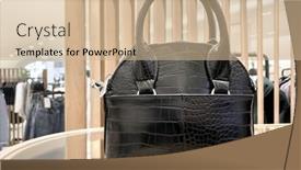  Presentation with retail - Colorful presentation design enhanced with handbag-in-a-retail-shop backdrop and a coral colored foreground