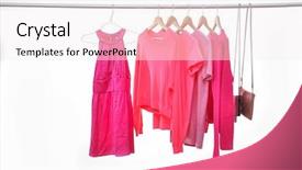  Presentation with pink ribbon hands - Colorful theme enhanced with handbag on the hanger-white backdrop and a  colored foreground