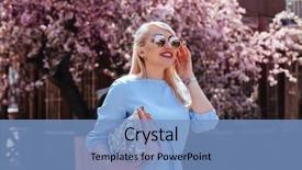  Presentation with spring tree - Slide set featuring handbags - beauitful plus size model wearing background and a light blue colored foreground