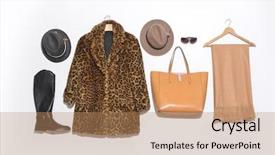  Presentation with fashion handbag - Cool new theme with handbags - set of fashion leopard pattern backdrop and a coral colored foreground
