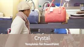  Presentation with lady - Theme consisting of handbags - shopping woman chooses lady's handbag background and a coral colored foreground