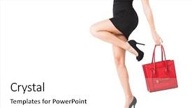  Presentation with dress shoes - Theme having handbags - woman body in short black background and a white colored foreground