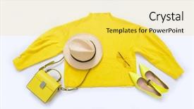 Presentation with yellow - Slide set consisting of handbags - yellow sweater with yellow handbag background and a yellow colored foreground