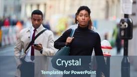  Presentation with black woman at gas station - Beautiful PPT theme featuring handbags - young black woman walking backdrop and a ocean colored foreground