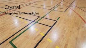  Presentation with floor - Audience pleasing presentation consisting of handball - multisport floor in old gymhall backdrop and a coral colored foreground
