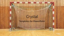  Presentation with handball - Beautiful PPT layouts featuring handball - soccer goal in an old backdrop and a coral colored foreground
