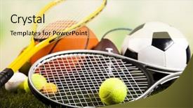  Presentation with sports - Amazing slides having handball game - sports equipment backdrop and a blonde colored foreground