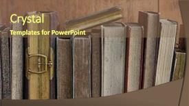  Presentation with antique - Colorful slide deck enhanced with handbook - antique books on wooden shelf backdrop and a tawny brown colored foreground