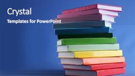  Presentation with football blue colors - Amazing slide set having handbook - colorful books on blue background backdrop and a ocean colored foreground