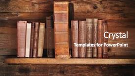  Presentation with old books on a wooden - PPT layouts enhanced with handbook - grunge wooden shelf with old background and a tawny brown colored foreground