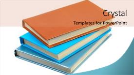  Presentation with 3d isolated t rex head - Colorful theme enhanced with handbook - heap of books isolated backdrop and a coral colored foreground