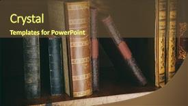  Presentation with old books on a wooden - Audience pleasing PPT layouts consisting of handbook - old books on wooden shelf backdrop and a  colored foreground