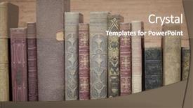  Presentation with books - Colorful slide set enhanced with handbook - old books on wooden shelf backdrop and a coral colored foreground