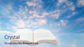  Presentation with open book - Slides enhanced with handbook - open book in blue sky background and a sky blue colored foreground