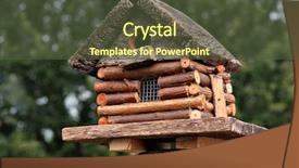 Presentation with log cabin - Amazing presentation theme having handcrafted log cabin birdhouse close backdrop and a tawny brown colored foreground
