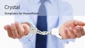  Presentation with art close up of professional - Beautiful slide set featuring handcuffs against a white backdrop and a light blue colored foreground