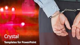  Presentation with hand handcuffs - Slides having handcuffs against red technology background and a tawny brown colored foreground