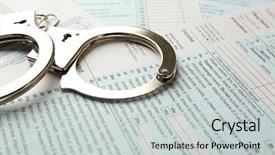  Presentation with tax income - Audience pleasing presentation theme consisting of handcuffs on income tax return backdrop and a light gray colored foreground