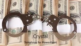  Presentation with packs - Beautiful theme featuring money crime - handcuffs on the packs backdrop and a coral colored foreground