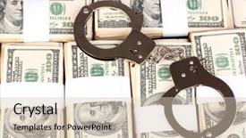  Presentation with packs - Amazing theme having handcuffs on the packs of dollars close-up backdrop and a soft green colored foreground