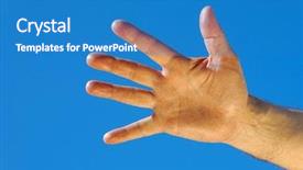  Presentation with blue gold - PPT theme enhanced with handebol - man hand in gold shine background and a  colored foreground