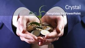  Presentation with sprout - Slides having handful of coins with growing background and a ocean colored foreground