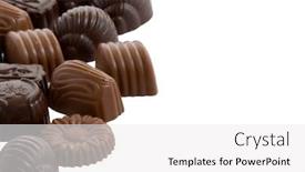  Presentation with luxury - Colorful slides enhanced with handful of luxury chocolates isolated on white backdrop and a white colored foreground