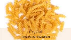  Presentation with pasta - Colorful presentation theme enhanced with handful-of-raw-spiral-pasta backdrop and a yellow colored foreground