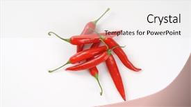 Presentation with chili - PPT theme having handful of red chili peppers background and a sky blue colored foreground