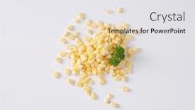  Presentation with sweet corn - Amazing theme having handful of sweet corn kernels on white background backdrop and a white colored foreground